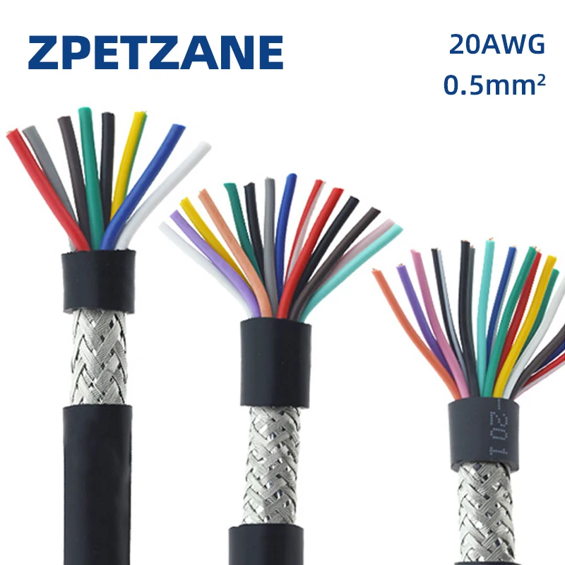 20AWG 0.5mm2 Wire And Cable Multi-core Shielded Cable RVVP 2/3/4/5/6/7/8/10/12/14/16/20/24 Anti-interference Control Line Signal