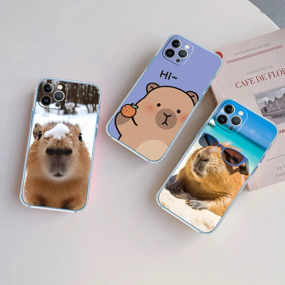 Cartoon  Capybara Cute Transparent Phone Case for Motorola G40 G04 G05 One Ace Action  Fusion Plus Hyper Macro Vision Zoom view 5