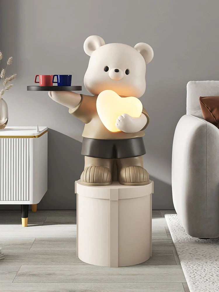 Home Decor Vitality Bear Statue Large Tray Storage Rack Floor Decoration Room Decor Animal Sculpture Ornaments Housewarming Gift