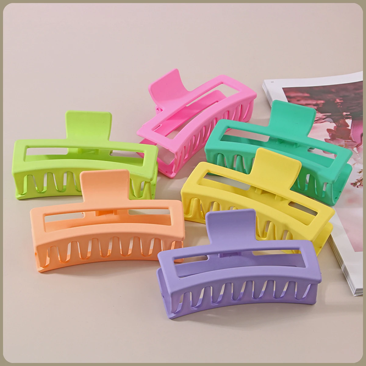 13CM Oversized Solid Color Square Frosted Shark Clip - Premium Hair Accessories for Women/Girls Thick Hair (Fashion Headdress)