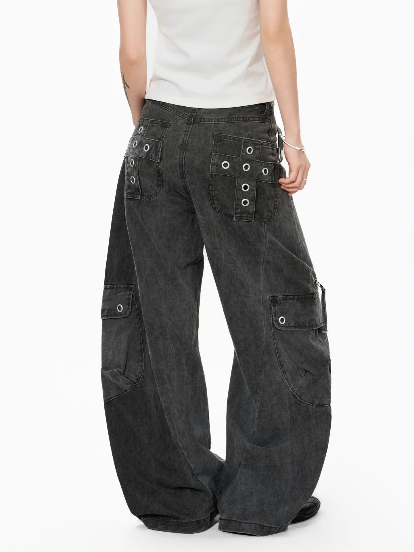 

Женские рабочие брюки из плотного денима S3T5 с эффектом потертости, широкие, свободные, повседневные, с карманами, прямого кроя, из хлопка