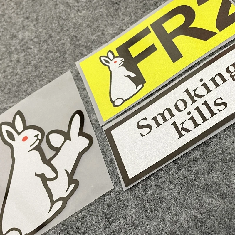 Trendy FR2 Rabbit Sticker Luggage Personalized Creative Body Scratch Decoration Fuel Tank Cover Waterproof Motorcycle Decal