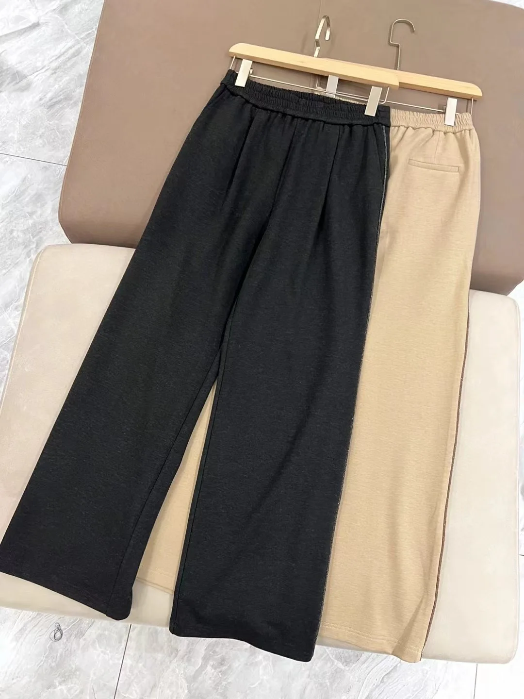 Winter Wide Leg Elastic Waist Warm Jersey Pants