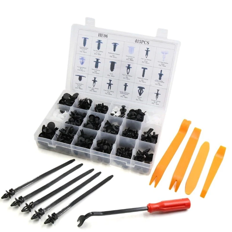 

445 Pcs Car Body Plastic Push Pin Rivet Fasteners Trim Moulding Clip Screwdriver Audio Removal Installer Pry Repair