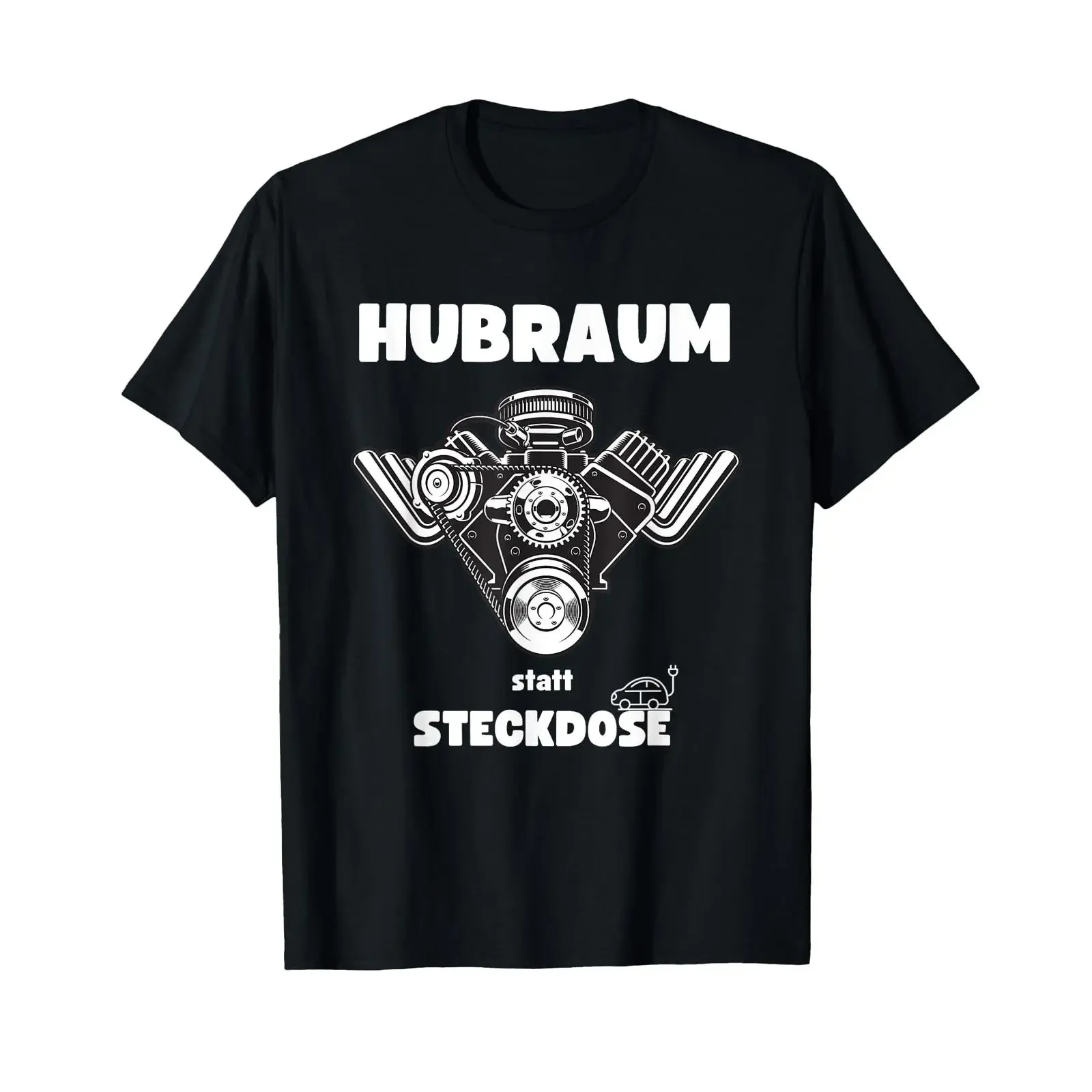 Hubraum instead of socket V8 electric car t shirt vintage Washed graphic designer clothes homme Stylish Top For Everyday Wear