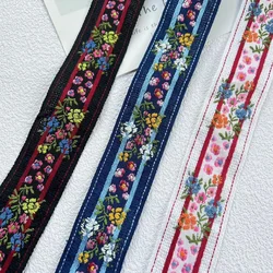 5 yards Per Roll Cotton Woven Jacquard Ribbon 3.3 cm Small Flower For Clothing Accessories ls-68190
