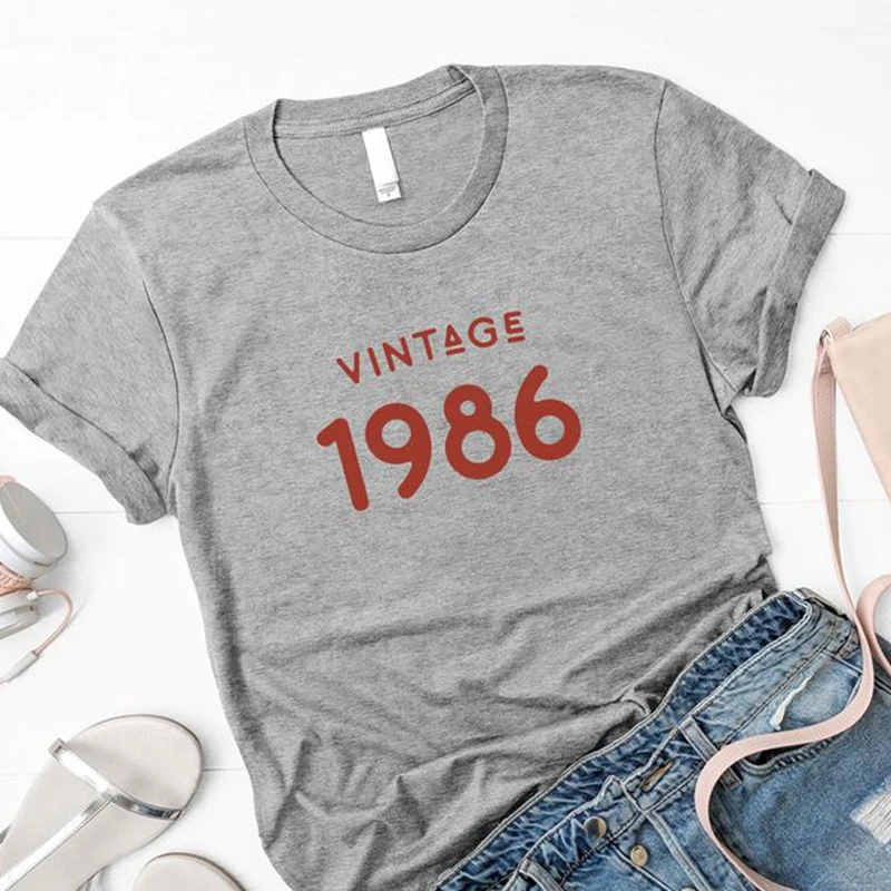 39th Birthday Party Tops Vintage 1986 Summer T Shirt Graphic Tees  Women Shirts 80s Fashion Clothing Drop Shipping