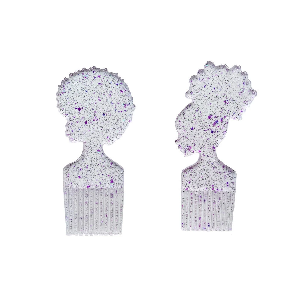 Afro Female Hair Pick Comb Resin Molds Head Large Beauty Silicone Molds for Resin 2 PCS CX