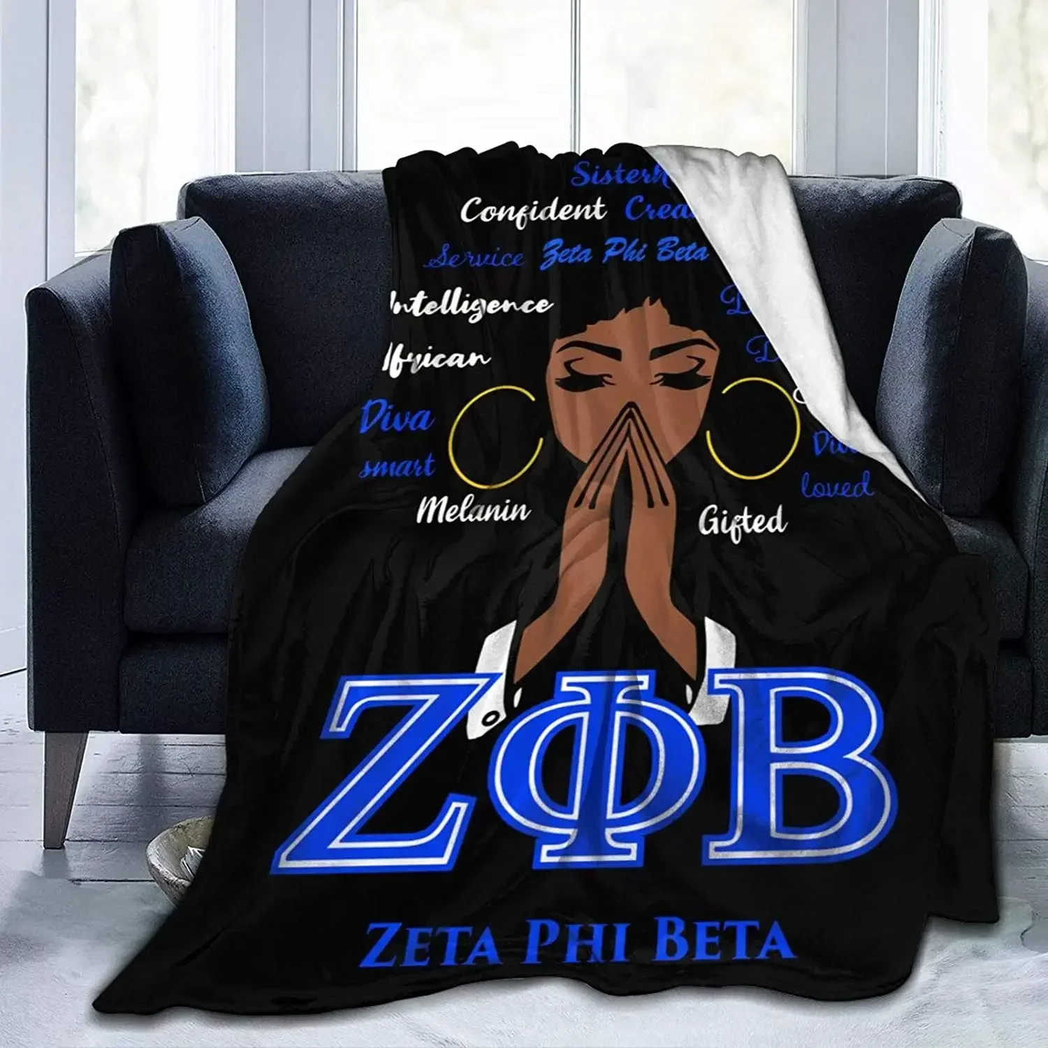 

Zeta Phi Beta Pattern Blanket Fashion Bed Sofa Air Conditioning Fashionable Leisure Picnic Travel Napping Soft Flannel Throw