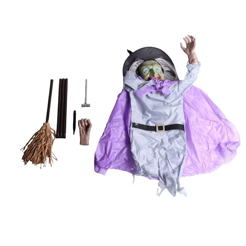 J1UL1N Halloween Broom Witch Decoration 6-Foot-Tall Flying Witch Decoration Halloween Decoration