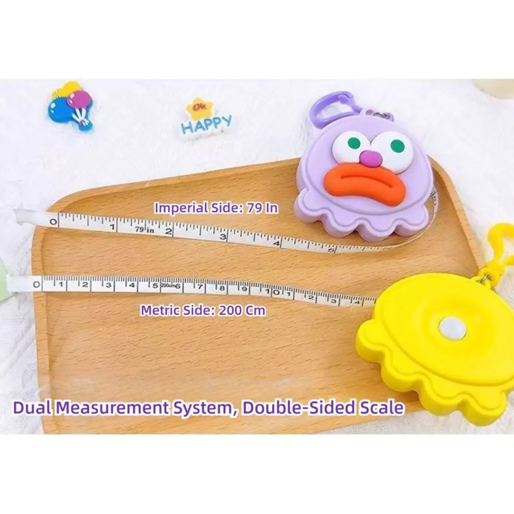 Regla de pata de gato portátil de 2M de longitud, cuero suave, rebote con un clic, cinta métrica de 2M, diseño de boca grande, regla de sastre para ropa, uso doméstico