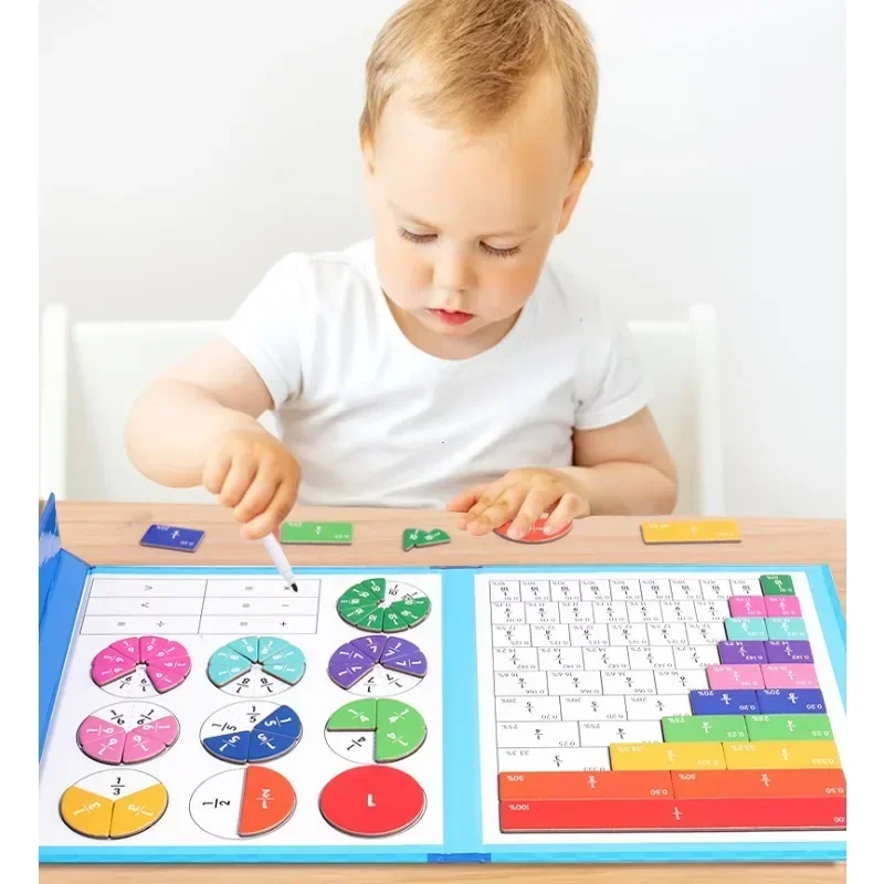 Children Magnetic Fraction Learning Math Toys Wooden Fraction Book Set Parish Teaching Aids Arithmetic Learning Educational Toys