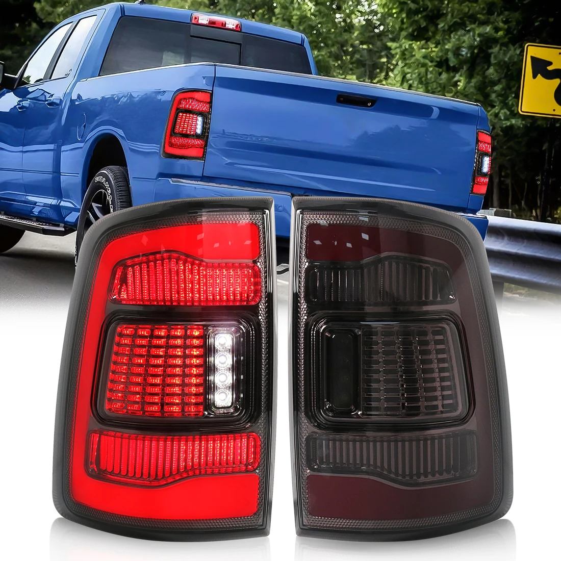 For Dodge Ram 1500 2009-2018 LED Tail Light Assembly Turn Signal Brake Lights Rear Reverse Fog Lamp 12V DRL Taillamp 1 Pair