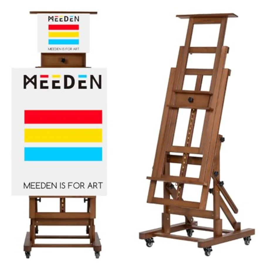 

Extra-Large Art Painting Easel: Solid Beech Wood, Natural Finish, Heavy-Duty Studio Use with Movable H Frame for Canvases up to