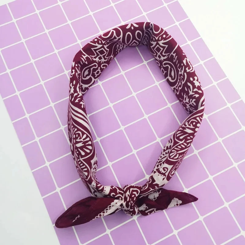 58*58cm Cashew Flower Square Scarf Fashion Women Foulard Hip Hop Cotton Bandana Headband Unisex Black Red Paisley Outdoor Sports