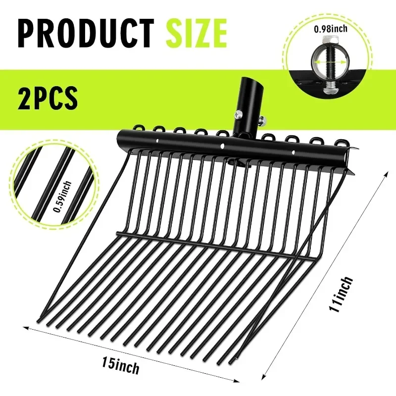 home.2 Pcs Metal Fork Head Manure Fork Pitch Fork Replacement Head Horse Manure Rake Bulk with Angled Tines for Horse Stall