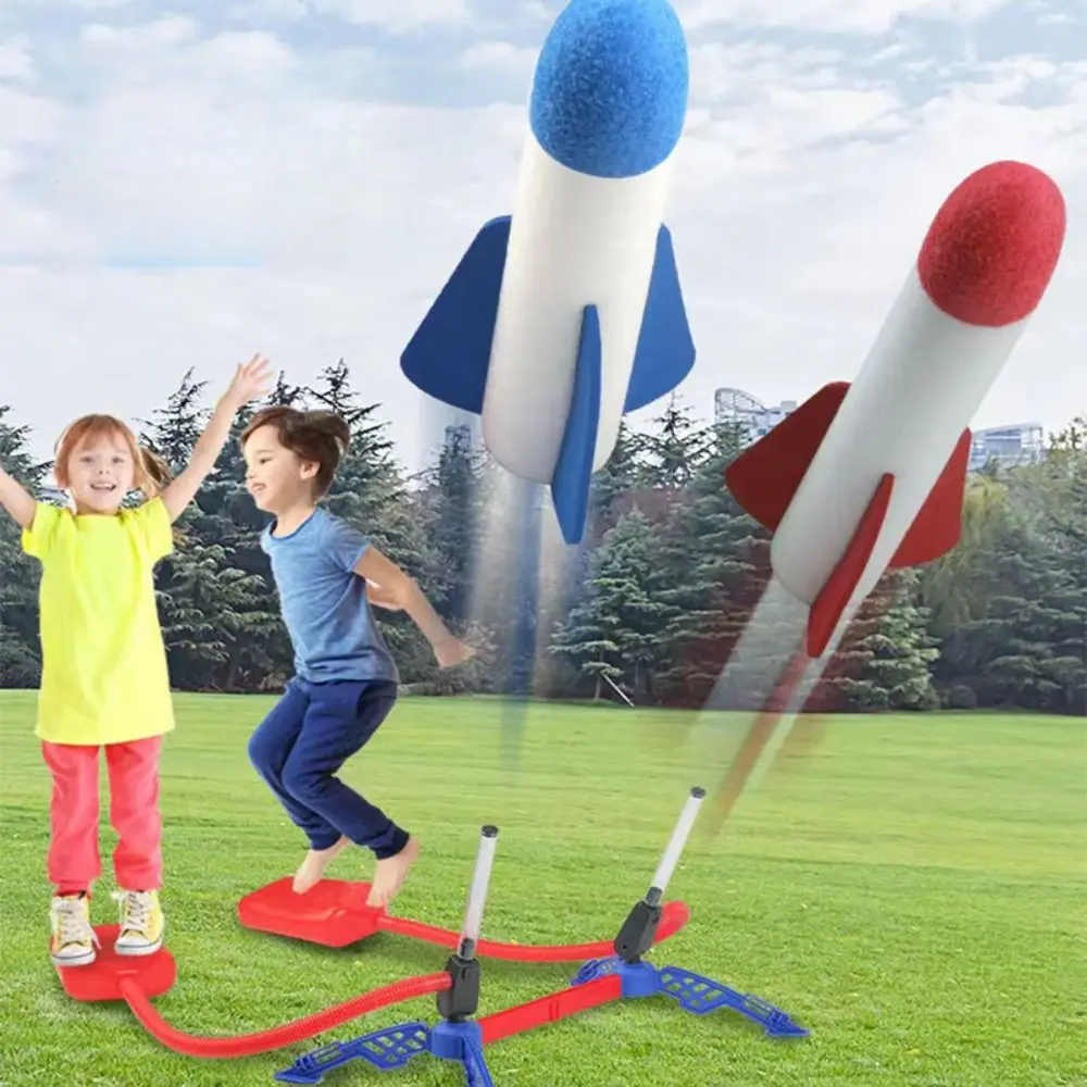 Raket Sportspellen Uitwerpen Vliegend Kinderspeelset Voetstappende Raketspeelgoed Kleine raketten Voetzender Flash Launch Raket