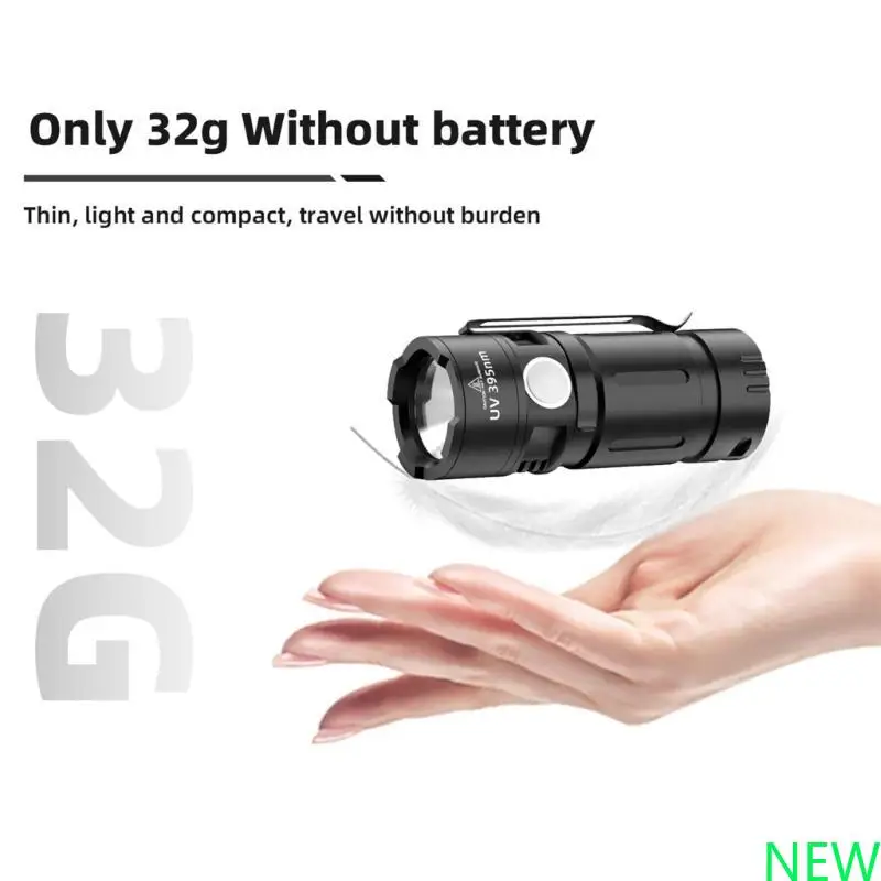 紫外線トーチ充電式懐中電灯、395nmペット尿とベッドバッグ用のミニチュアブラックライト検出器、ステインハント