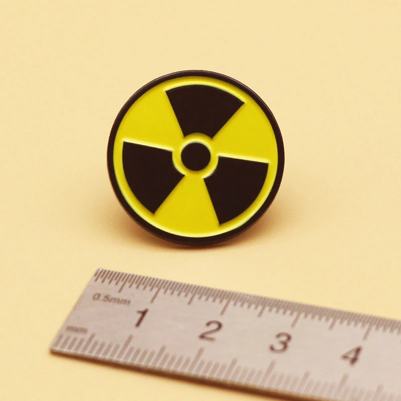 Pins Custom Physics Brooches Lapel Badges Scientist Jewelry Gift for Friends Attention! Radiation Enamel