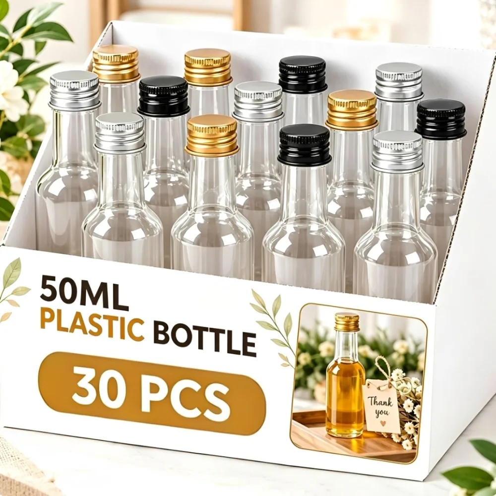 30/10PCS Empty Transparent Beverage Bottles Plastic Wine Milk Yogurt Bottle Leakproof Portable Drink Container for Travel Camp