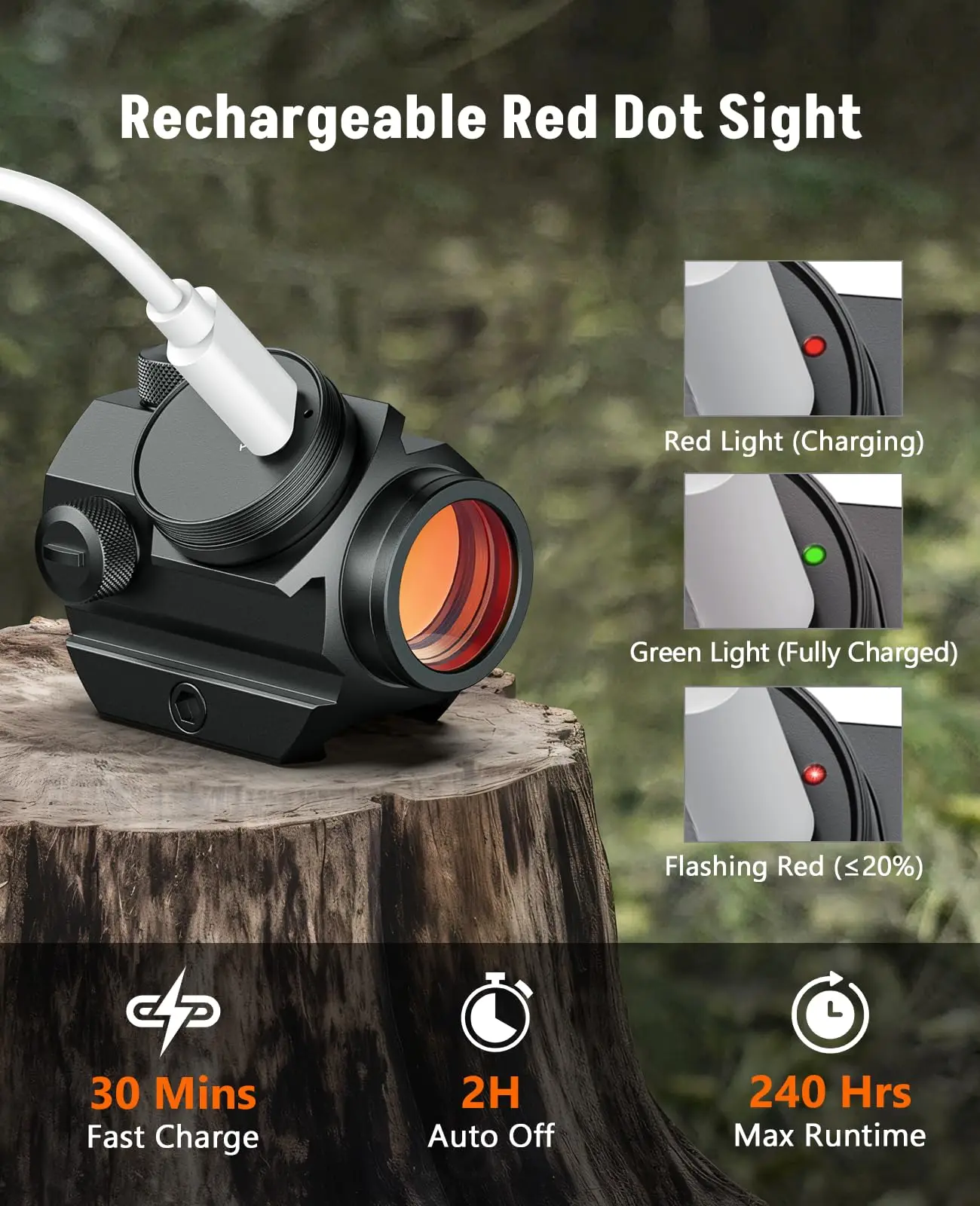 MidTen Rife Scope Red Dot 2 Pemandangan Refleks MOA Dapat Diisi Ulang dengan Riser Co-Witness 1/3 Bawah Kompatibel dengan Rel Picatinny 21Mm