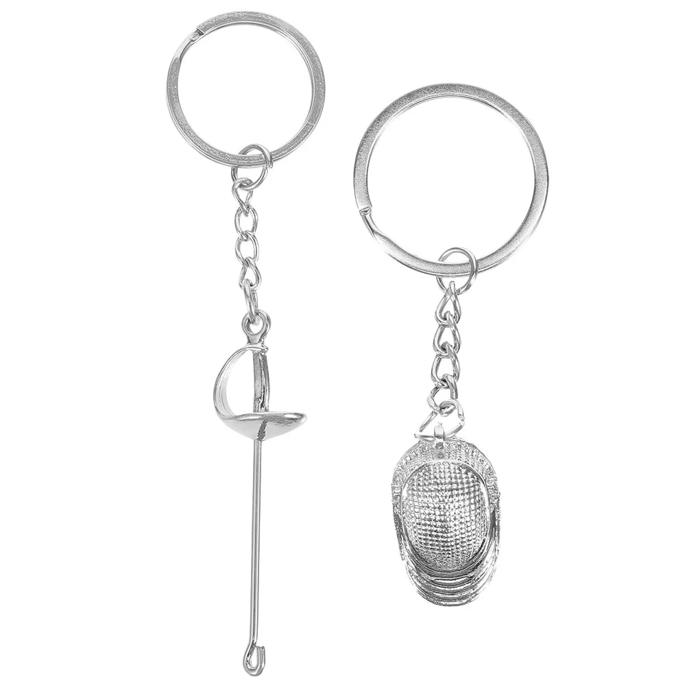 

2pcs Fencing Keychain Ornament Metal Small Keychain Pendant Decorative Fencing Keychain Pendants metal key chain ornament