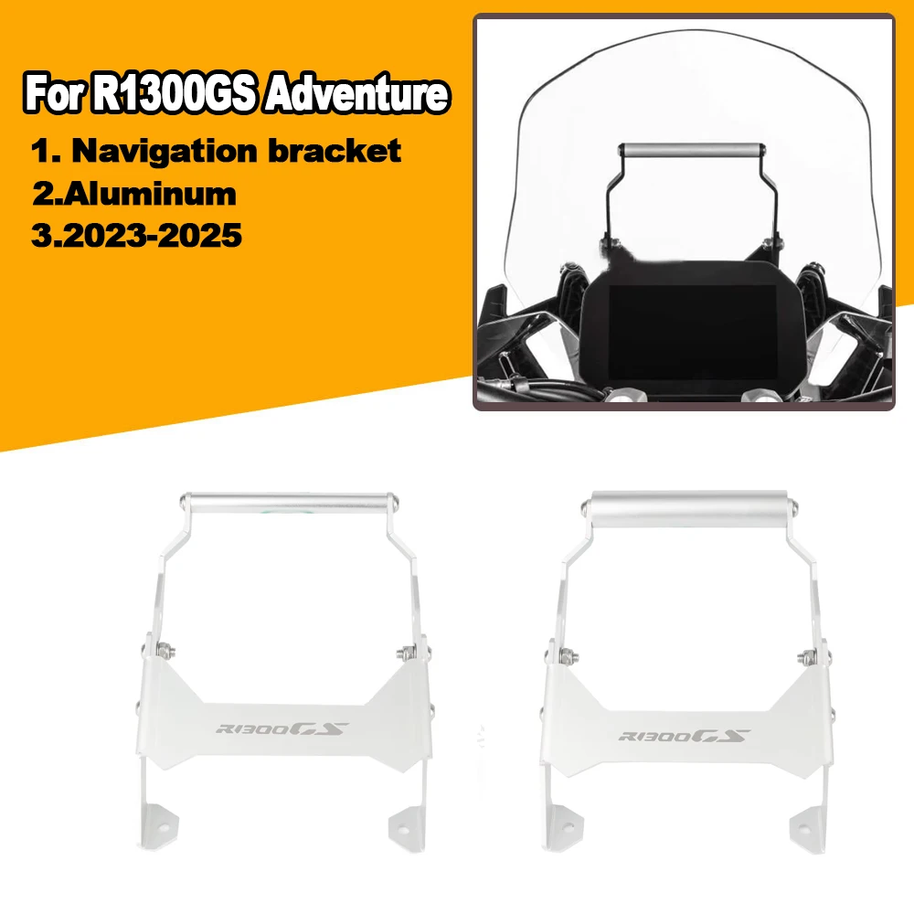 

2023 2024 Motorcycle CNC Aluminum GPS Phone Holder Stand Navigation Plate Bracket windshield For BMW R 1300 GS R1300GS