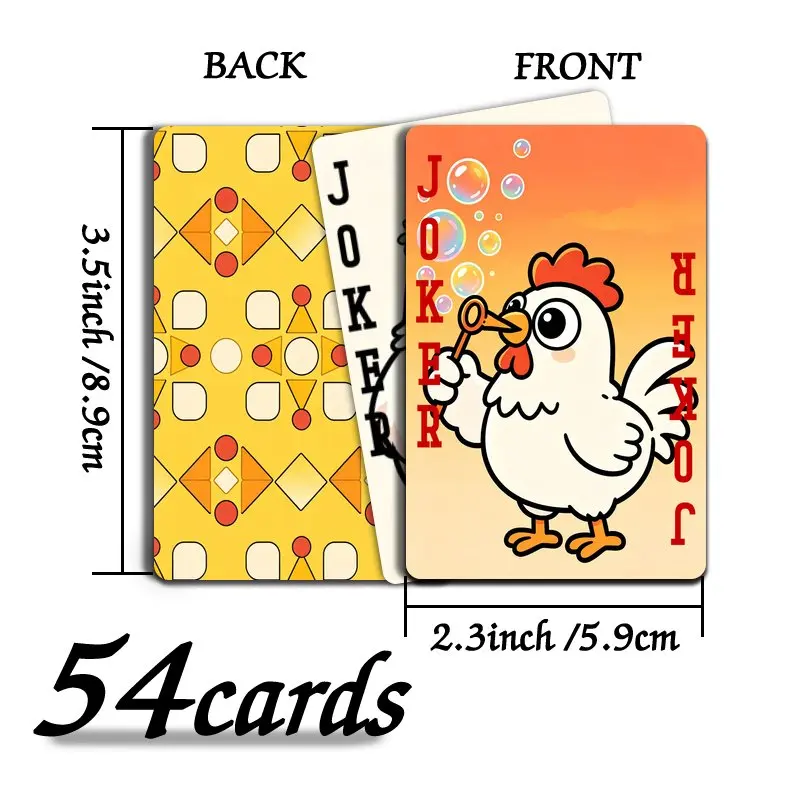 

Premium Quality 54-Piece Poker Deck,Adorable Cartoon Chicken Pattern Playing Cards,Ideal for Family Game Nights and Party Games