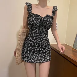 Bañador Sexy de cintura alta para mujer, traje de baño de una pieza con Espalda descubierta, Monokini coreano, novedad de 2022
