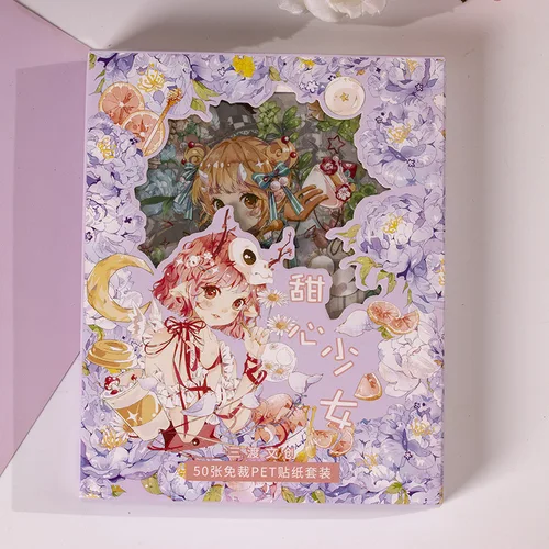 Imagen 2 del producto Pegatinas de papelería Kawaii para álbum de recortes, pegatinas decorativas para diario de chatarra, 50 hojas