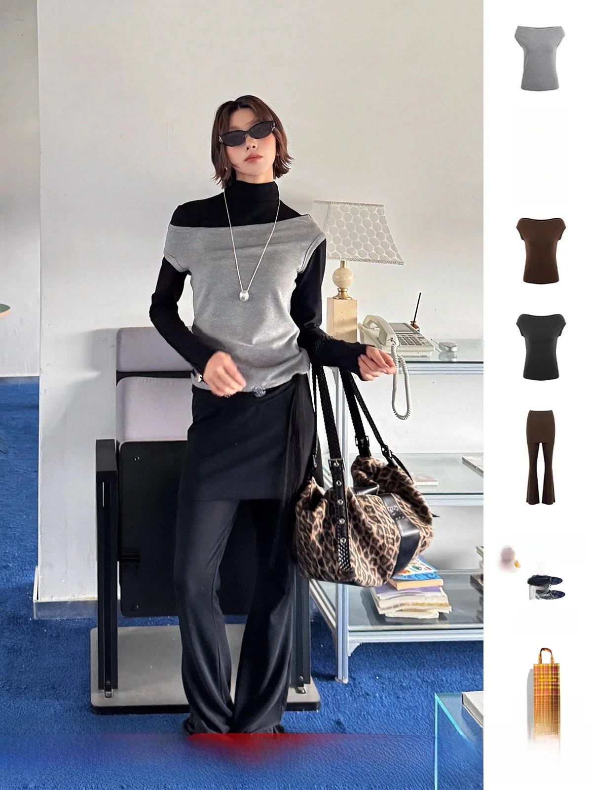 

Брюки-юбка из серии Brand Windy Floing Svel T-shirt DEARSOCUTE, повседневные, из смесовой ткани: хлопок, лиоцелл, полиэстер