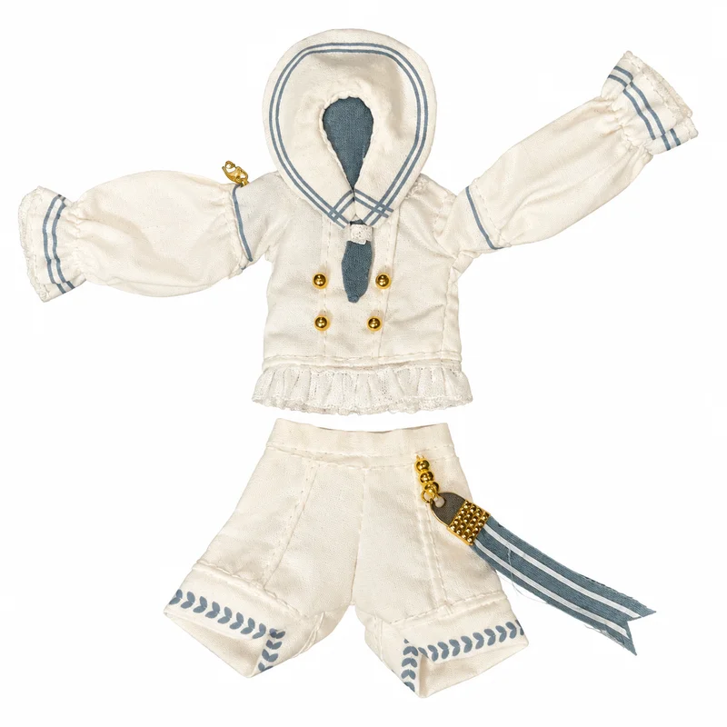 Bjd Doll Clothes 12 Inch 8 Inch Doll Outfit White Navy Style Uniform Casual Handmade Doll Costume Accessory