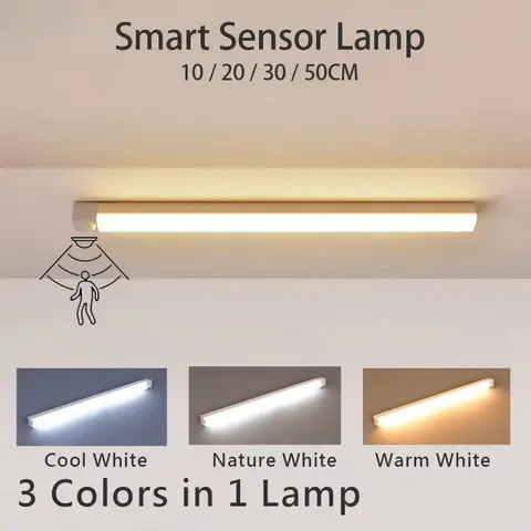 LED Motion Sensor Light Wireless USB  Rechargeable Night Light Portable Induction Lamp for Cabinet Wardrobe Staircase
