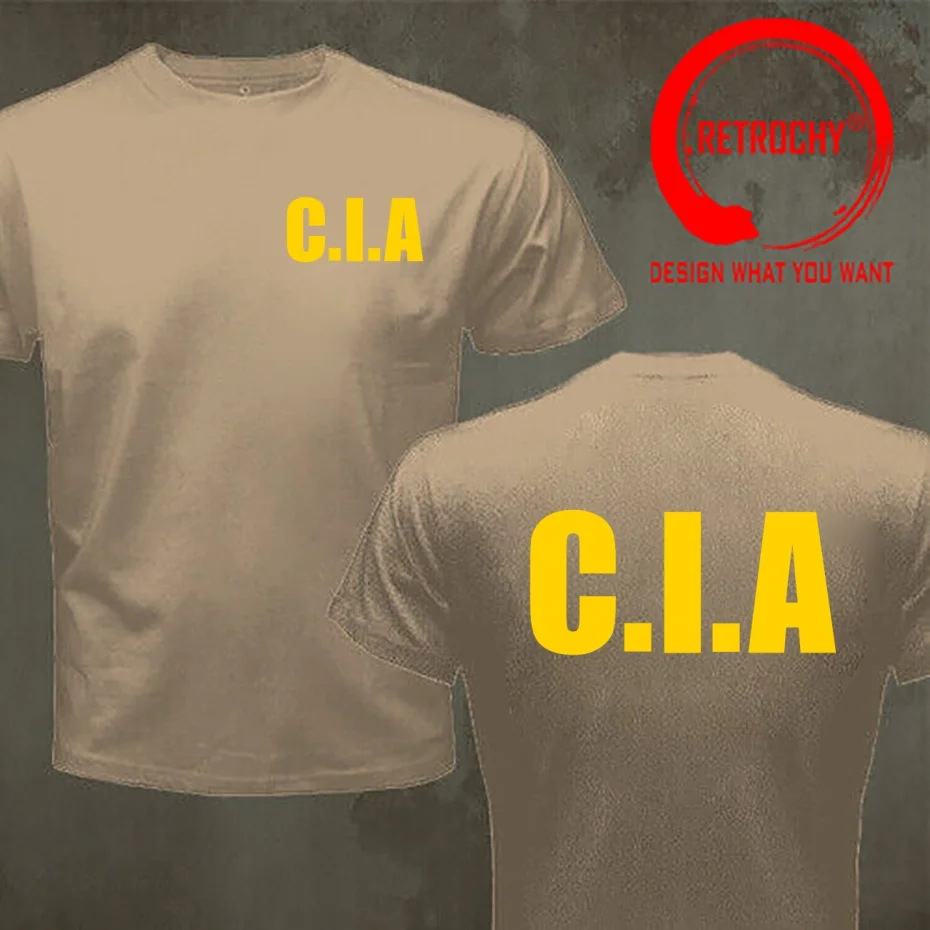 T-shirt pour hommes avec design amusant USA CIA US C.I.A, vêtements décontractés tendance, hauts élégants, t-shirt de loisirs