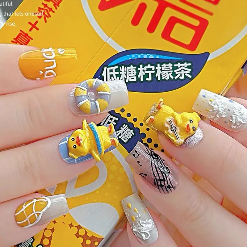 Résines jaunes tridimensionnelles mignonnes pour ongles, mini breloques de dessin animé, résine, bricolage, décoration d'ongles, bijoux d'art d'ongle, 20 pièces