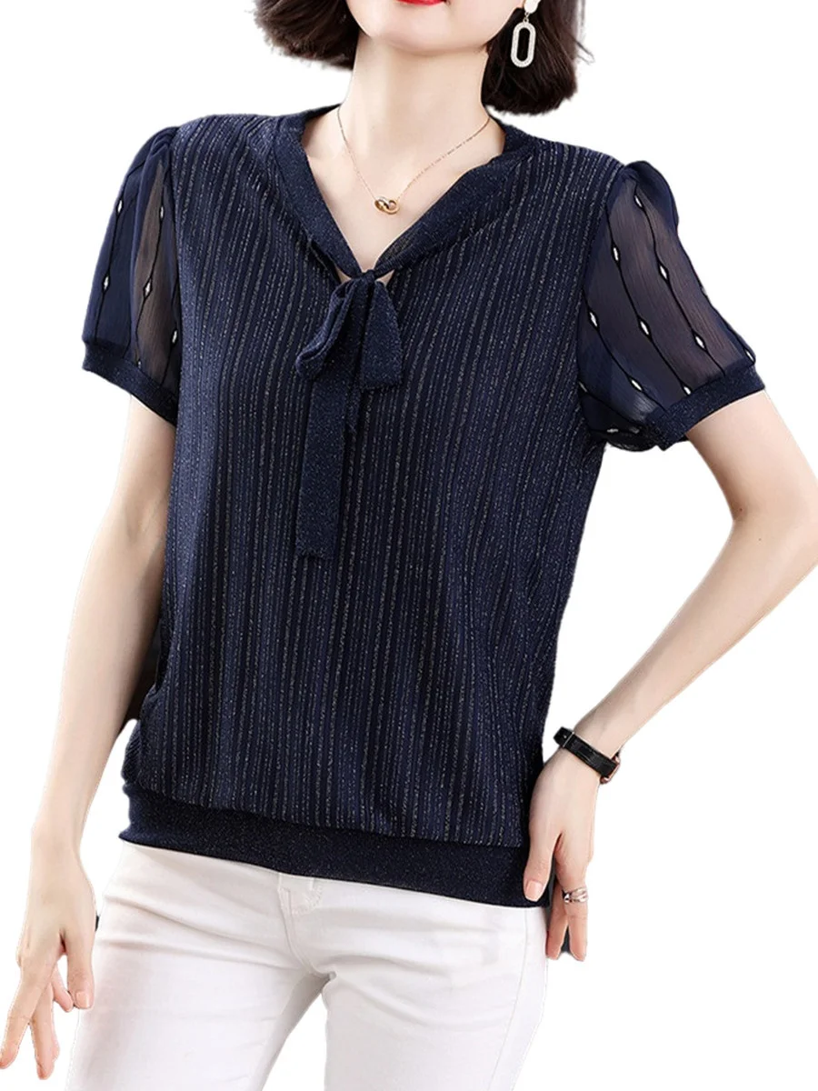 

4XL Women Spring Summer Blouses Shirts Lady Fashion Casual Short Sleeve V-Neck Collar Lace Embroidery Blusas Tops CT0497