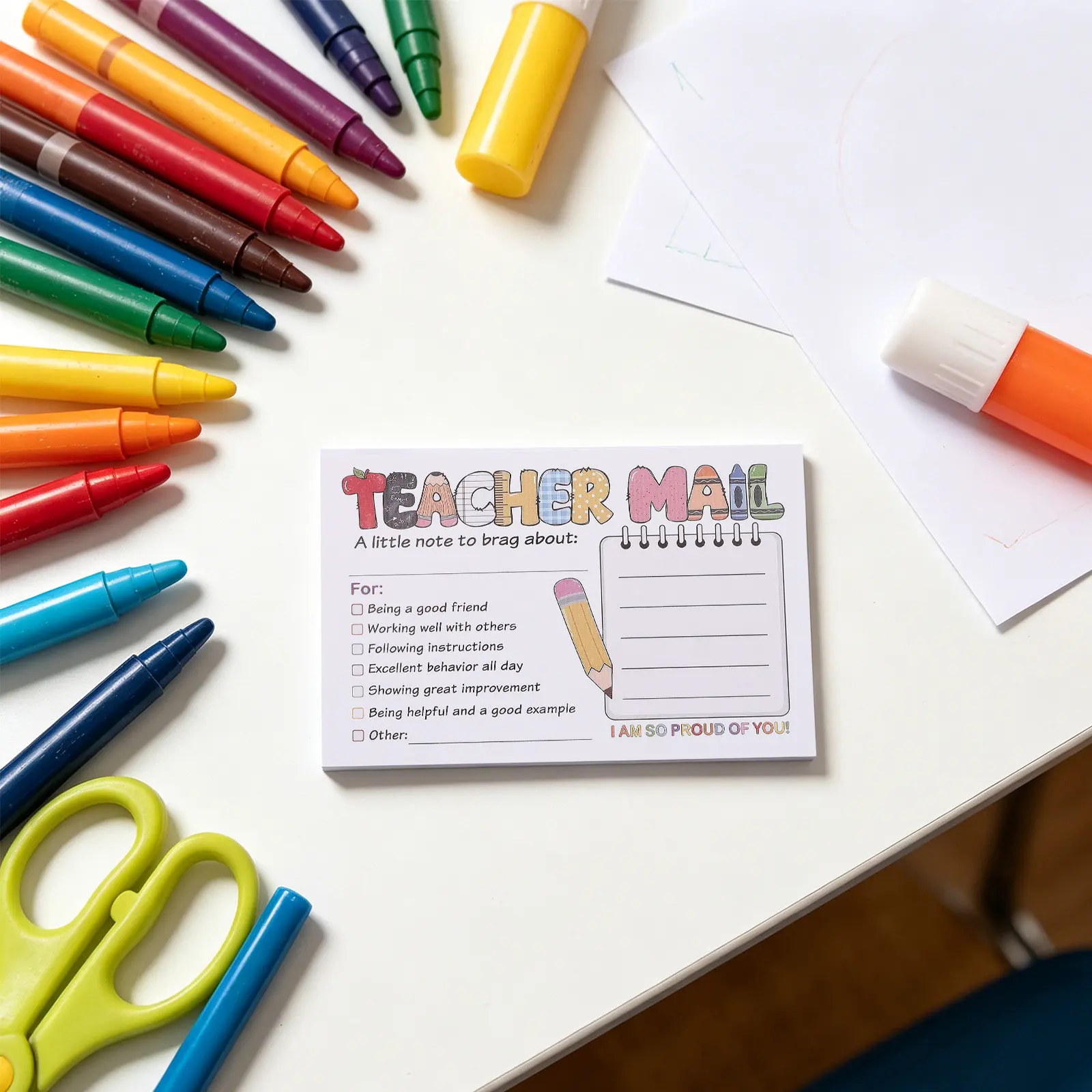 2Set School Themed Note Cards Thick Cardstock Teacher Mail Notes for Parents Daily Classroom Communication Positive Feedback view 5