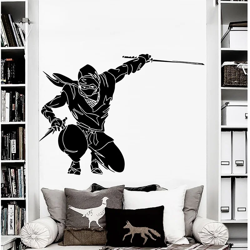 Ninja Wall Decal Japanese Warrior Samurai Martial Vinyl Removable Wall Decals Nursery Boys Children Bedroom Home Decoration