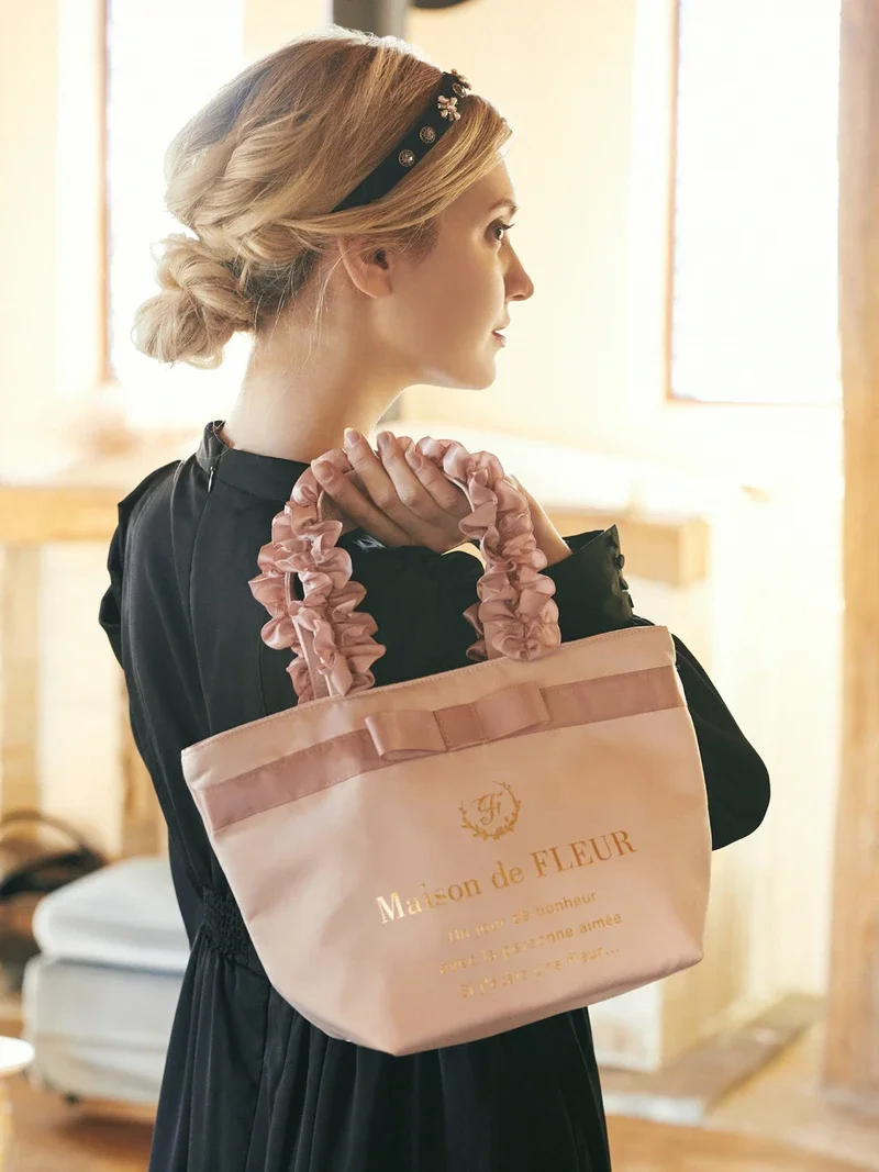 Borse con cerniera Lady Girls Yoga Ballet Tote Bag Japanese Lolita Sweet Bow Shoulder borsa quotidiana portatile Cute Bride Gift