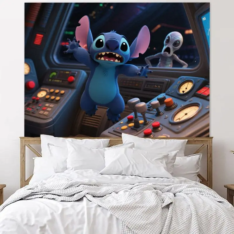 Tapiz de alienígena de punto de dibujos animados, arte de pared colorido, decoración del hogar, sala de estar, dormitorio, regalo para fanáticos de la animación de Disney, 1 ud.
