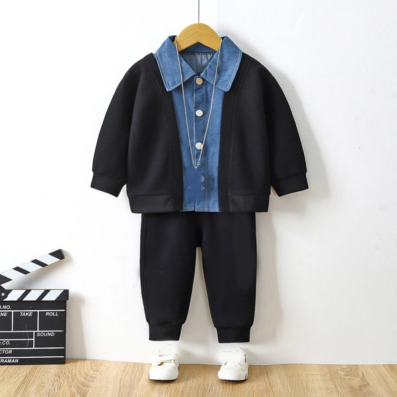 Autumn Boys Fashion Denim Cardigan Jacket Kids Long Sleeve Casual Overcoat Tops Children Soft Cotton Outdoors Sports Cowboy Coat