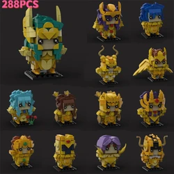 Moc Anime Saint Seiyaed Golden Twelve Constellation Brickheadz Model Building Blocks Set Warrior Action Figures Bricks Toy Gifts