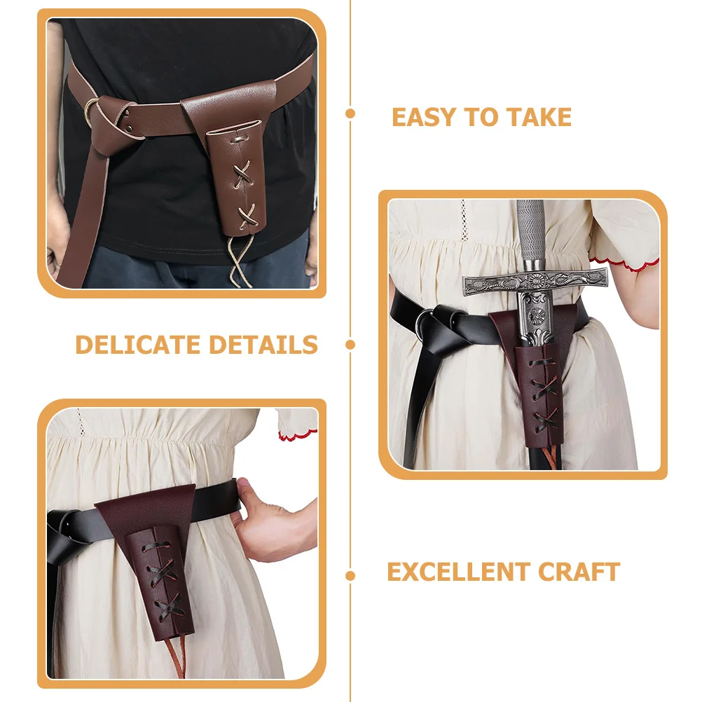 

1Set Comfortable PU Sword Frog Medieval Belt Holder Cosplay Renaissance Accessory Sword Belt Holder Cosplay Supply