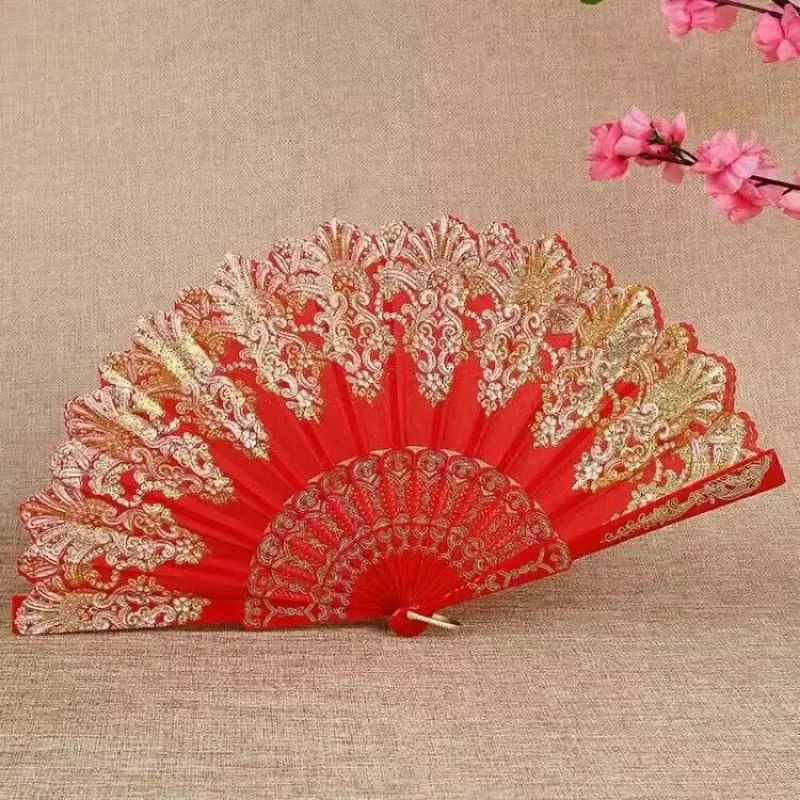 Retro Flower Folding Fan Spanish Hand Fan Chinese Dance Wedding Party Cosplay Folding Hand Fan Home Decor Crafts