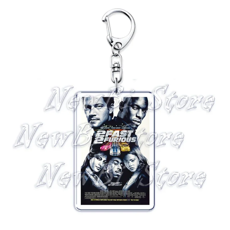 Classic Fast Furious Movie Cover Poster Keychain for Accessories Bag Pendant Sport Car Key Chain Ring Keyring Jewelry Fans Gift