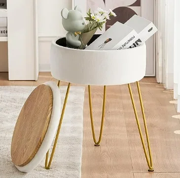 Dutch Velvet Vanity Stool Storage Round Footrest Stool Ottoman Free Living Room Furniture Modern School Black Shoes for Kids