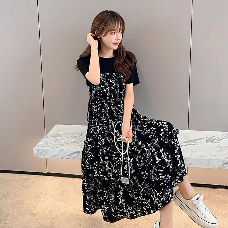 Women's Summer Dress Mid-Length Floral Printed Boho Casual Daily Chiffon Dress