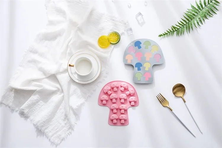 12-hole Simple Mushroom Shape Silicone Mold  Fondant Cake Chocolate Mold Ice Cube Cake Mould  Baking Accessories and Tools