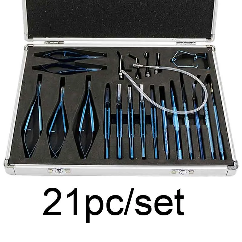 Ophthalmic microsurgical instrument set 21 sets stainless steel titanium alloy microsurgical instrument set