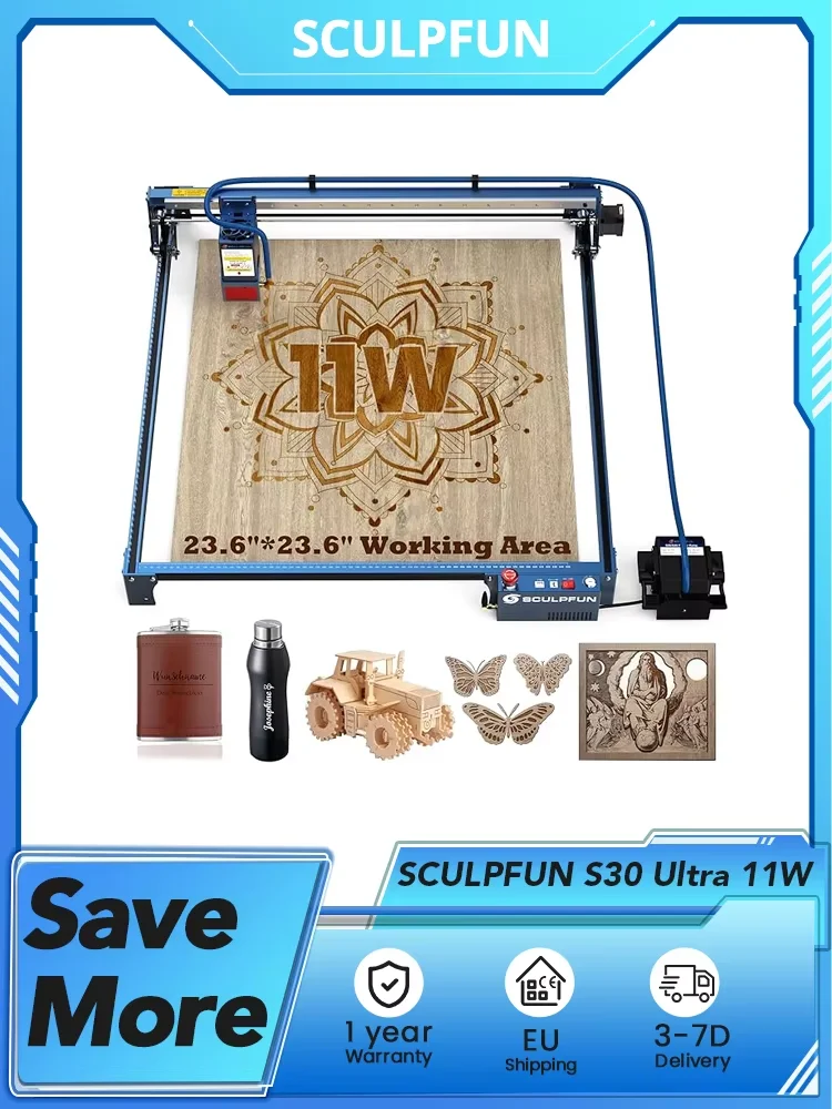SCULPFUN S9 5,5 W lasergraveerder 0,06 mm ultrafijne gecomprimeerde spot, diodelaser, 0,08 mm hoge precisie, graveergebied 410 * 420 mm - afbeelding 2